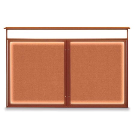 United Visual Products 96"x48" 2-Door Enclosed Outdoor Letterboard, Blue Felt/Satin UV1161DDD9648PLUS-SATIN-BLUE